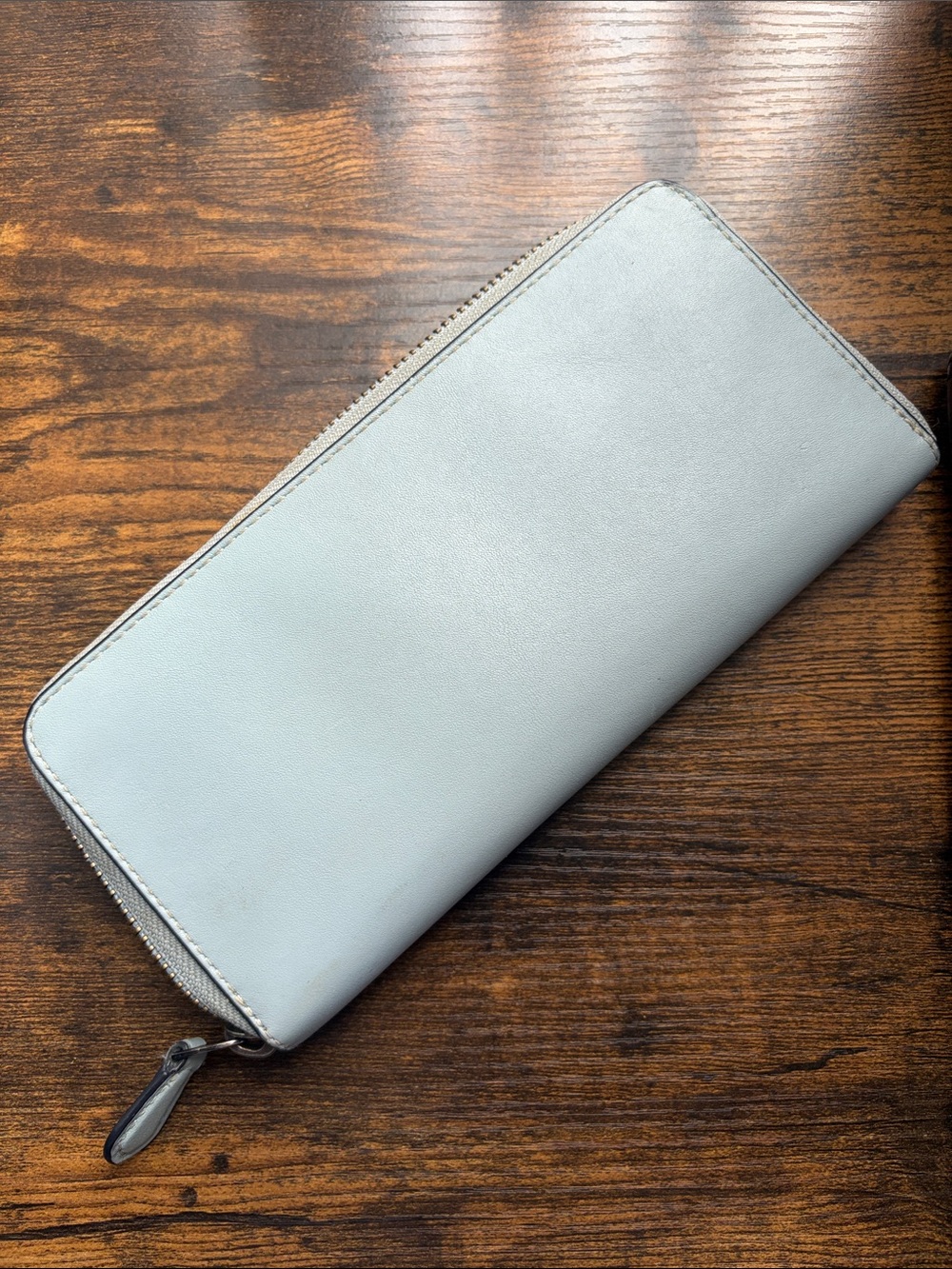Coach Light Blue Floral Zip-Around Wallet with Stud Accents - Picture 3 of 8